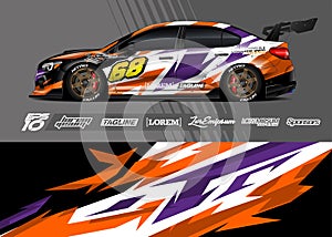 Car wrap decal graphic design. Abstract stripe racing background, EPS 10. photo