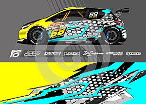 Car wrap decal graphic design. Abstract stripe racing