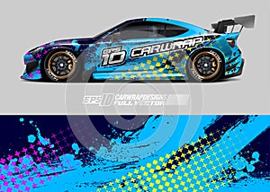 Car wrap decal graphic design. Abstract stripe racing background designs for wrap cargo van, race car, pickup truck, adventure photo