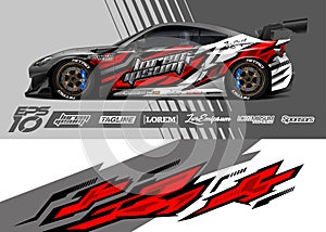 Car wrap decal graphic design. Abstract stripe racing background designs. Full vector Eps 10