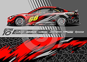 Car wrap decal graphic design. Abstract stripe racing background designs. Full vector Eps 10