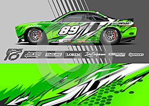 Car wrap decal graphic design. Abstract stripe racing background designs. Full vector Eps 10