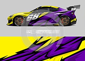 Car wrap decal graphic design. Abstract stripe racing background designs for wrap cargo van, race car, pickup truck, adventure