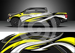 Car wrap decal graphic design. Abstract stripe racing background designs for wrap cargo van, race car, pickup truck, adventure