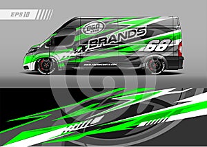 Car wrap decal graphic design. Abstract stripe racing background designs for wrap cargo van, race car, pickup truck, adventure