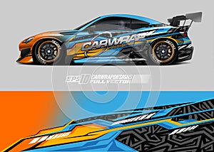 Car wrap decal graphic design. Abstract stripe racing background designs for wrap cargo van, race car, pickup truck, adventure