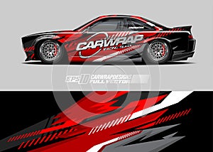 Car wrap decal graphic design. Abstract stripe racing background designs for wrap cargo van, race car, pickup truck, adventure