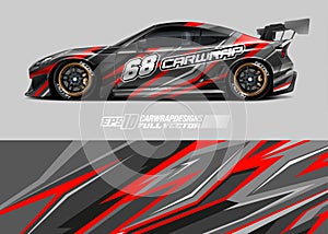 Car wrap decal graphic design. Abstract stripe racing background designs for wrap cargo van, race car, pickup truck, adventure