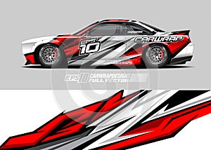 Car wrap decal graphic design. Abstract stripe racing background designs for wrap cargo van, race car, pickup truck, adventure