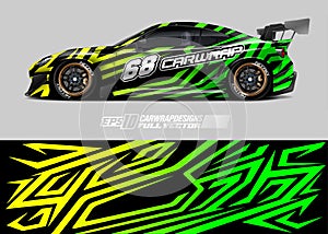 Car wrap decal graphic design. Abstract stripe racing background designs for wrap cargo van, race car, pickup truck, adventure