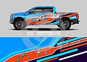 Car wrap decal graphic design. Abstract stripe racing background designs for wrap cargo van, race car, pickup truck, adventure