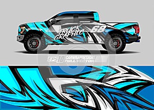 Car wrap decal graphic design. Abstract stripe racing background designs for wrap cargo van, race car, pickup truck, adventure