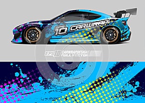 Car wrap decal graphic design. Abstract stripe racing background designs for wrap cargo van, race car, pickup truck, adventure