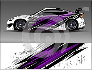 Car wrap design vector.Graphic abstract stripe racing background designs for vehicle rally race adventure and car racing livery