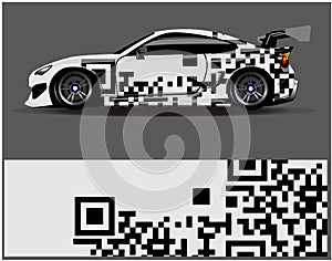 Car wrap design vector.Graphic abstract stripe racing background designs for vehicle rally race adventure and car racing livery