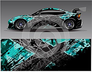 Car wrap design vector.Graphic abstract stripe racing background designs for vehicle rally race adventure and car racing livery