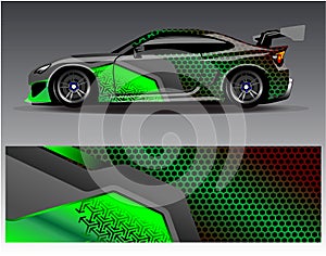 Car wrap design vector.Graphic abstract stripe racing background designs for vehicle rally race adventure and car racing livery