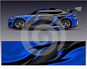 Car wrap design vector.Graphic abstract stripe racing background designs for vehicle rally race adventure and car racing livery