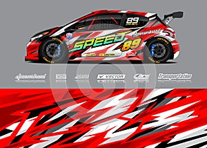 Car wrap livery illustration for racing stripe, vinyl car wrap and decal stickers.