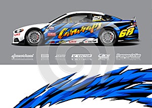 Car wrap livery illustration for racing stripe, vinyl car wrap and decal stickers.