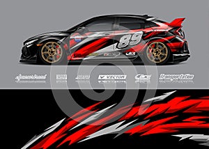 Car wrap livery illustration for racing stripe, vinyl car wrap and decal stickers.