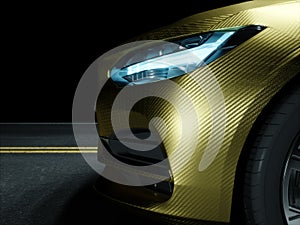 Car wrapped in golden carbon film
