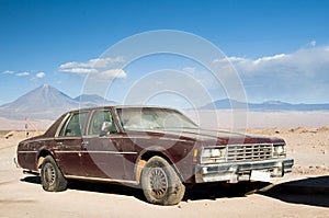 Car wreck on Atacama desert, Chile