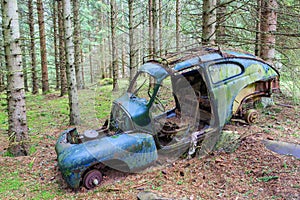 Car wreck in the forest