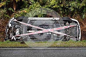 Car wreck on side of road