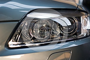 Car xenon lights close-up