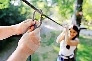 Carabiner climbing close-up