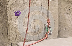 Carabiner, spit and climbing rope 3 photo