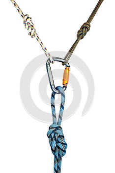 Carabiner and three ropes