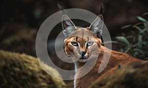 Caracal captured in exquisite detail as it prowls through the rocky terrain of its natural habitat. image showcases the caracals photo