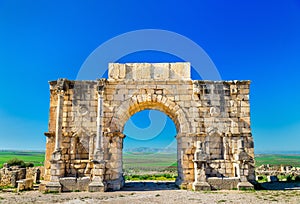 Caracalla Triumphal Arch at Volubilis, a UNESCO heritage site in Morocco