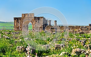 Caracalla Triumphal Arch at Volubilis, a UNESCO heritage site in Morocco