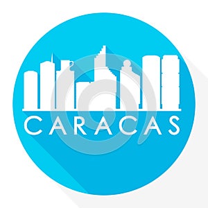 Caracas, Capital District, Venezuela Flat Icon. Skyline Silhouette Design. City Vector Art Famous Buildings.