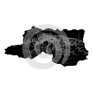Caracas, Venezuela, Black and White high resolution map
