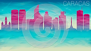 Caracas Venezuela Skyline City Vector Silhouette. Broken Glass Abstract Geometric Dynamic Textured. Banner Background. Colorful Sh