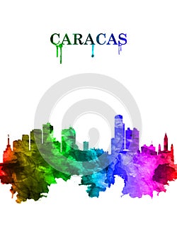 Caracas Venezuela skyline Portrait Rainbow