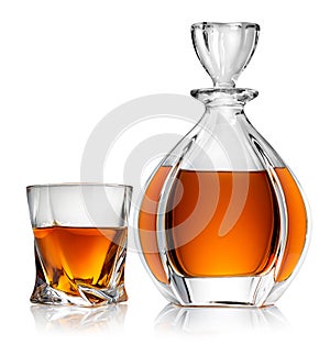 Carafe and glass of whiskey