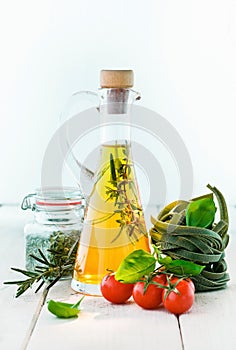 Carafe of olive oil photo