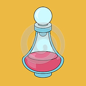 Carafe with wine. Icon for game on a yellow background