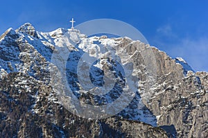 Caraiman Mountain Cross, in Bucegi Mountains, Romania