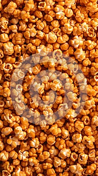 Caramalized popcorn seamless background. Generative AI photo