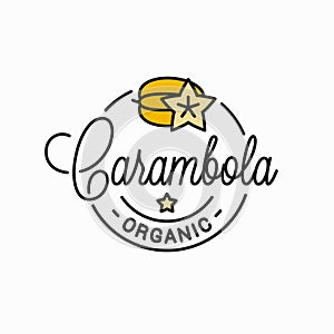 Carambola fruit logo. Round linear of carambola