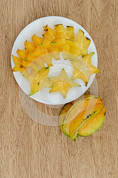 Carambola Fruits In Plate Below