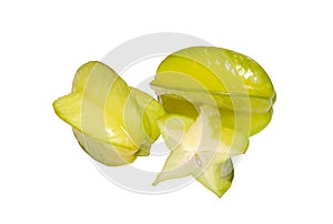 Carambola isolated on white.section of star fruit.