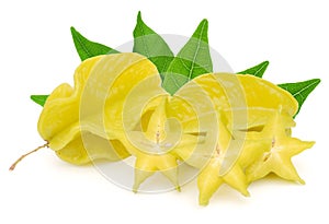 Carambola star fruit on white background