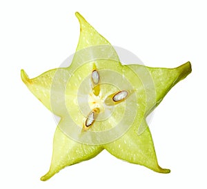 Carambole slice isolated. With clipping path